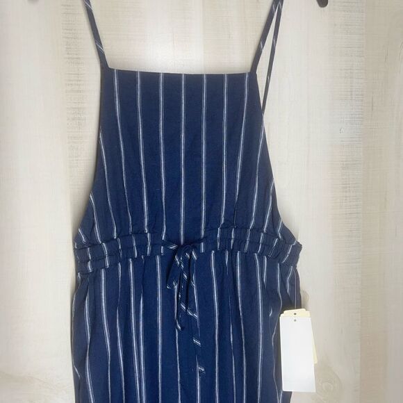 New with tags GB girls navy white pinstriped‎ pants romper, size large - Picture 1 of 16